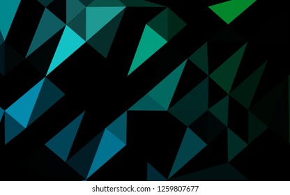Dark Blue, Green vector triangle mosaic cover. Brand new colorful illustration in with gradient. Polygonal design for your web site.