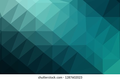 Dark Blue, Green vector triangle mosaic texture. Creative illustration in halftone style with gradient. Brand new style for your business design.