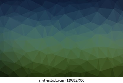 Dark Blue, Green vector triangle mosaic cover. Glitter abstract illustration with an elegant design. Completely new design for your business.