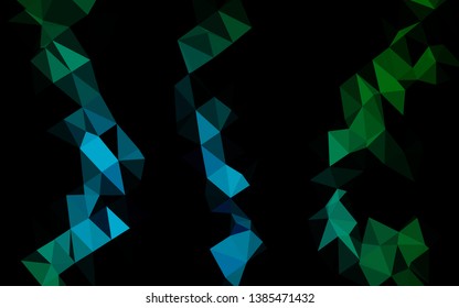 Dark Blue, Green vector triangle mosaic template. Triangular geometric sample with gradient.  Completely new design for your business.