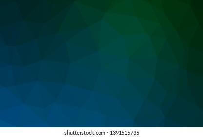Dark Blue, Green vector triangle mosaic cover. Modern geometrical abstract illustration with gradient. Template for a cell phone background.