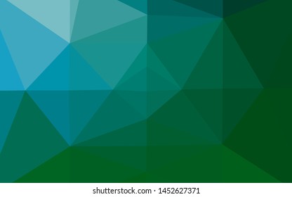 Dark Blue, Green vector triangle mosaic template. Geometric illustration in Origami style with gradient. Completely new template for your business design.