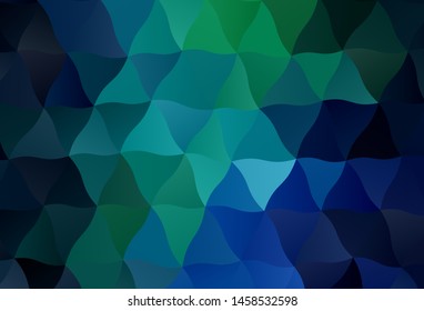 Dark Blue, Green vector triangle mosaic background. Triangular geometric sample with gradient.  Template for cell phone's backgrounds.