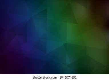 Dark Blue, Green vector triangle mosaic template. A completely new color illustration in a polygonal style. Triangular pattern for your design.
