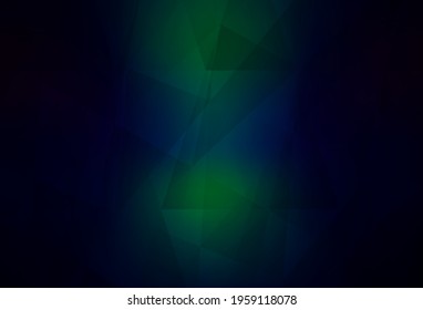 Dark Blue, Green vector triangle mosaic template. Modern abstract illustration with triangles. Best triangular design for your business.