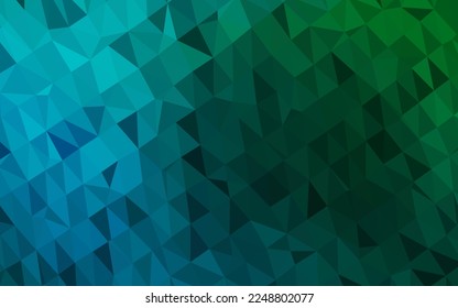 Dark Blue, Green vector triangle mosaic template. Colorful illustration in abstract style with gradient. Textured pattern for background.