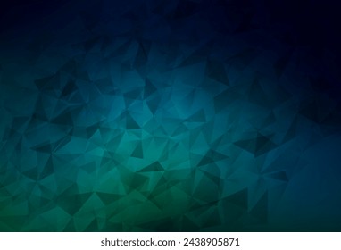 Dark Blue, Green vector triangle mosaic background. Creative geometric illustration in Origami style with gradient. Textured pattern for your backgrounds.