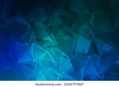 Dark Blue, Green vector triangle mosaic texture. Shining polygonal illustration, which consist of triangles. Best triangular design for your business.