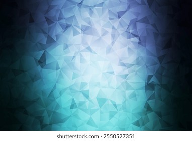 Azul oscuro, Plantilla de mosaico de triángulo de Vector verde. Ilustración geométrica creativa en estilo Origami con gradiente. Diseño poligonal para tu Sitio web.