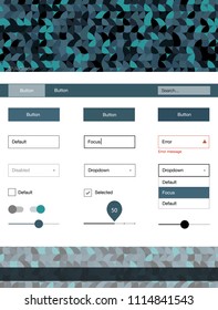 Dark Blue, Green vector ui kit with dots. Modern Style guide with colorful gradient circles in its header. This template you can use for websites.