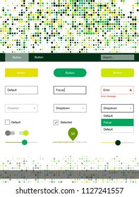 Dark Blue, Green vector ui kit with dots. Decorative ui kit design in abstract style with colorful dots. This sample is for your landing page.