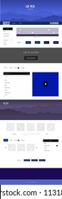 Dark Blue, Green vector ui kit with landscape. Web ui kit with abstract gradient hills in its header. Template for website of outdoor activities.