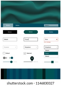 Dark Blue, Green vector ui ux kit with lines, ovals. Elegant bright illustration with gradient  in memphis style. Modern template for your landing page.