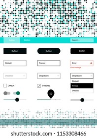 Dark Blue, Green vector ui kit with dots. Simple Material Design Kit with colorful dots in header. Modern template for your landing page.