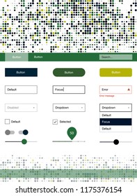 Dark Blue, Green vector ui kit with dots. Colorful ui/ux kit with header consisted of spheres. Modern template for your landing page.