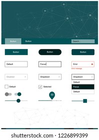 Dark Blue, Green vector ui kit in polygonal style with circles. Style guide with triangles, circles on abstract background. This sample is for your landing page.