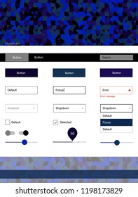 Dark Blue, Green vector web ui kit with spheres. Web ui kit with abstract gradient circles in its header. This template you can use for websites.