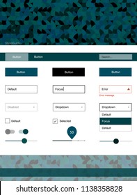 Dark Blue, Green vector wireframe kit with dots. Simple Material Design Kit with colorful dots in header. This template you can use for landing pages.