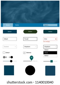 Dark Blue, Green vector wireframe kit with galaxy stars. Colorful ui/ux kit with header consisted of clouds & stars. Modern template for your landing page.