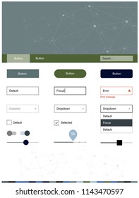 Dark Blue, Green vector wireframe kit with crystals, circles. Colorful ui/ux kit with triangles, circles in header. This template you can use for landing pages.