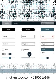 Dark Blue, Green vector wireframe kit with dots. Modern Style guide with colorful gradient circles in its header. This template you can use for websites.