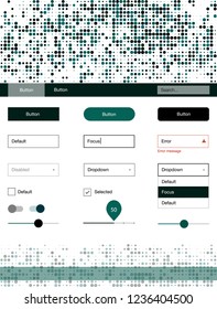 Dark Blue, Green vector wireframe kit with dots. Web ui kit with abstract gradient circles in its header. This template you can use for websites.