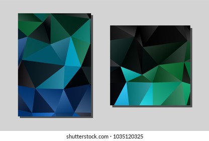 Dark Blue, Greenvector background for presentations. Booklet with textbox on colorful abstract background. The pattern can be used for any ad, booklets.