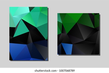 Dark Blue, Greenvector brochure for ui, ux design. Beautiful colored sample in A4 size. The pattern can be used for any ad, booklets.