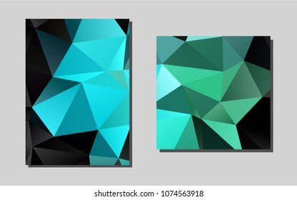 Dark Blue, Greenvector brochure for ui, ux design. Web interface on abstract background with colorful gradient. Beautiful design for cover of notepads.