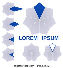 Dark blue and grey polygon logo vector design set.