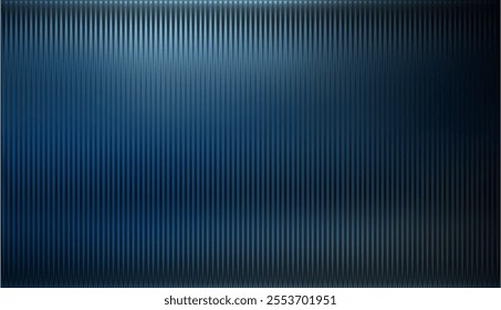 Dark blue grey ribbed glass. Vector ribbed glass texture background. Mesh gradient. acrylic ribbed bath surface. Reeded glass background semitransparent overlay. Bath wall window