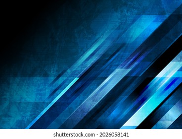 Dark blue grunge tech geometric abstract background. Vector graphic design