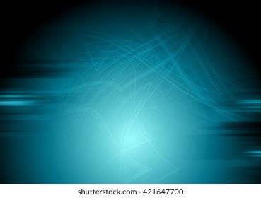 Dark blue grunge wavy background with curved lines. Vector design