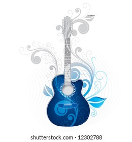 Guitarra azul oscuro