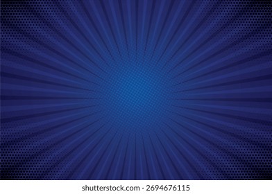 Fundo de meio-tom azul escuro - Vetor de arte pop de raios de quadrinhos abstratos