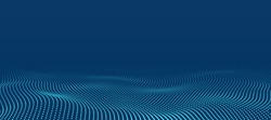 Dark blue halftone dotted abstract background, big data pattern, technology or futuristic visualization, waveform dot texture, music backdrop. ,Beautiful movement with glowing blurred particles.