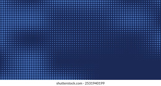 Dark blue halftone dotted abstract background, big data pattern, technology or futuristic visualization, waveform dot texture, music backdrop.