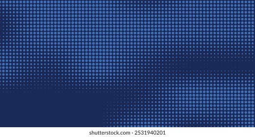 Fundo abstrato pontilhado de meio-tom azul escuro, padrão de big data, tecnologia ou visualização futurista, textura de pontos em forma de onda, fundo de música.