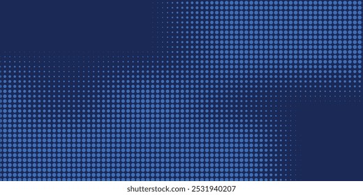 Dark blue halftone dotted abstract background, big data pattern, technology or futuristic visualization, waveform dot texture, music backdrop.