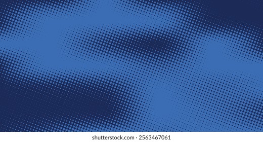 Dark blue halftone dotted abstract background, big data pattern, technology or futuristic visualization, waveform dot texture, music backdrop.