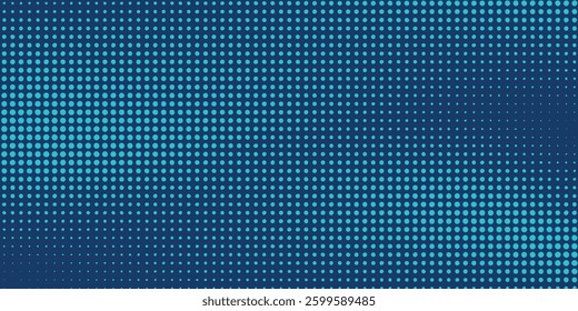 Dark blue halftone dotted abstract background, big data pattern, technology or futuristic visualization, waveform dot texture, music backdrop. ,Beautiful movement with glowing blurred particles.
