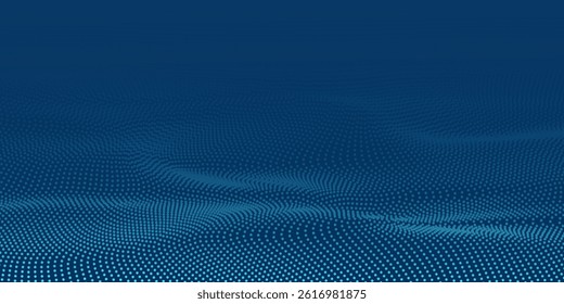 Dark blue halftone dotted abstract background, big data pattern, technology or futuristic visualization, waveform dot texture, music backdrop.vector eps10