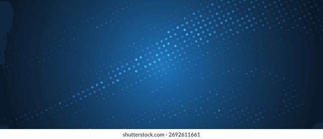 Fundo abstrato pontilhado de meio-tom azul escuro, padrão de grandes dados, tecnologia futurista ou visualização, textura de ponto de forma de onda.eps10