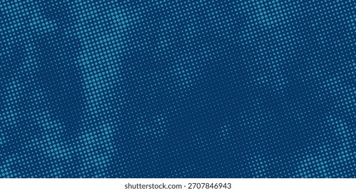 Fondo abstracto punteado de semitono azul oscuro, patrón de big data, tecnología o visualización futurista, textura de punto de forma de onda, telón de fondo de música.
