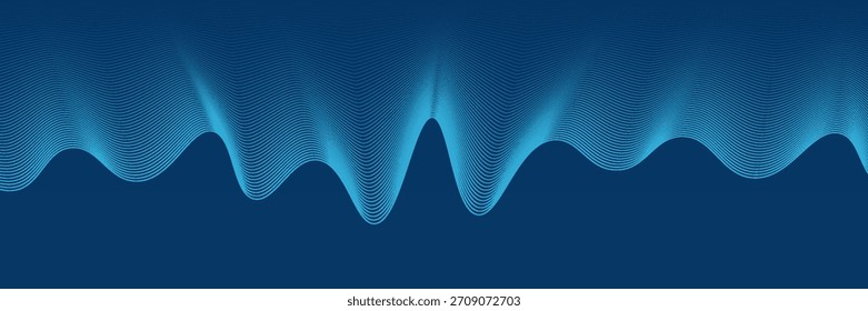 Fondo abstracto punteado de semitono azul oscuro, patrón de big data, tecnología o visualización futurista, textura de punto de forma de onda, telón de fondo de música.