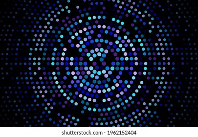 Círculos geométricos de medio tono azul oscuro, formas. Interesante cartel de mosaico. Fondo geométrico con discos de color.