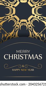 Dark blue Happy New Year Brochure template with winter blue pattern