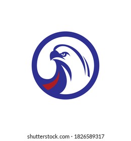 dark blue head eagle in a circle, logotype