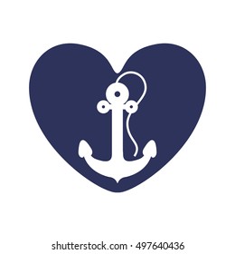 dark blue heart with anchor inside