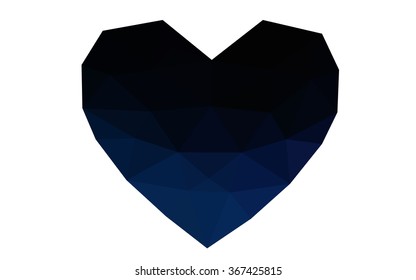 Dark blue heart isolated on white background. Geometric rumpled triangular low poly origami style gradient graphic illustration. Vector polygonal design for your business.